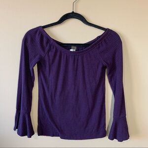 ✨ We the Free Blue Red Striped Off the Shoulder Top